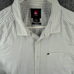 Quiksilver Quicksilver Button Up Shirt Men Long Sleeve Striped Blue Regular Med